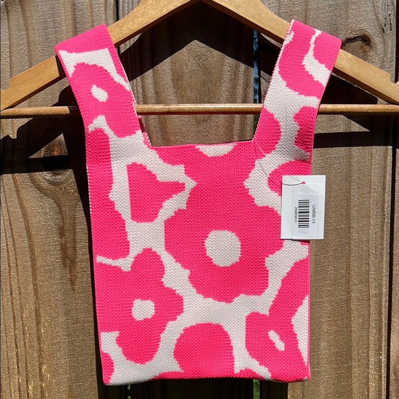 Unknown Handbags - Boutique Pink and White Floral Knit Bag Nwt New